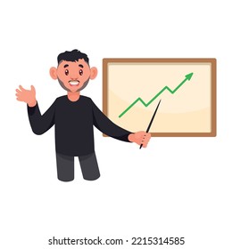 businessman teaching statistics arrow character