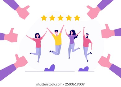 Businessman team with Thumb up gesturing hands approval feedback. Vector illustration.