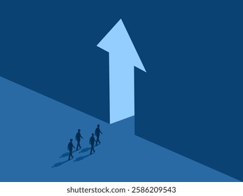 Businessman team travels to the door of success