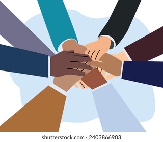 businessman and teamwork or diverse hands reaching for unity