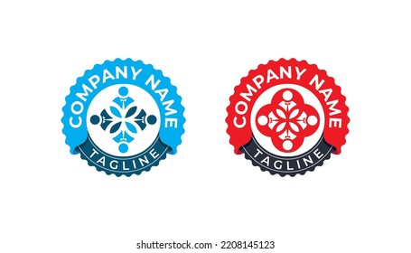 Businessman Teamwork Group Stamp Badge Logo Concept Icon Sign Symbol Design Element. Financial, Human, People, Tie, Consultant Business Logotype. Vector Illustration Template