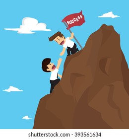 businessman teamwork overcome obstacles. vector