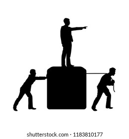 Businessman with teamwork silhouette on white. Business and finance concept vector.