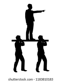 Businessman with teamwork silhouette on white. Business and finance concept vector.