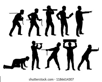 Businessman with teamwork silhouette on white. Business and finance concept vector.