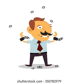 Businessman tearing the chain. Problem solving. Payment loans. Manager.
