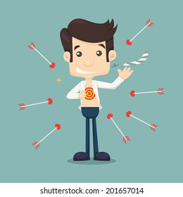 Businessman tearing his shirt to show target symbol, eps10 vector format
