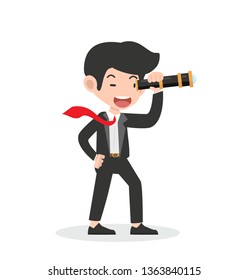 businessman with a telescope 
