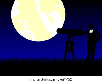 businessman and telescope