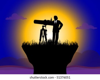 businessman with telescope