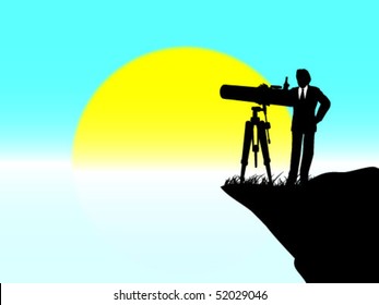 businessman with telescope