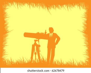 businessman with telescope autumn frame