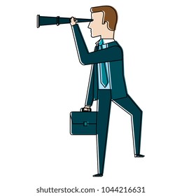 businessman with telescope avatar character