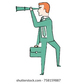 businessman with telescope avatar character