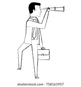 businessman with telescope avatar character