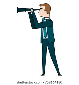 businessman with telescope avatar character