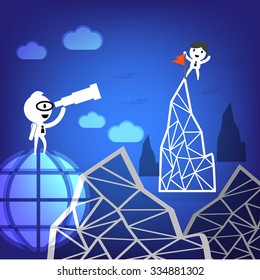 businessman with telescope finding success vector illustration design eps10