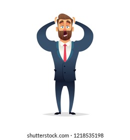 Businessman terrified and scared. The manager is afraid and indignant
