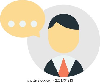 businessman with text box illustration in minimal style isolated on background