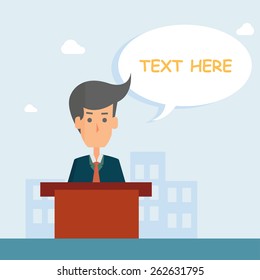 Businessman with text box Template for presentation