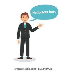 Businessman with text bubble speech vector illustration