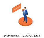 Businessman thank you announcement isometric 3d vector concept for banner, website, illustration, landing page, flyer, etc.