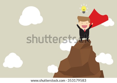 businessman that succeed in mountain. vector