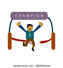 businessman theme cartoon vector illustration WINNER. suitable for illustration about the business world.