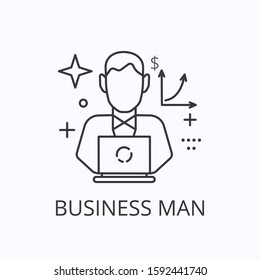 Businessman thin line icon. Office worker concept. Vector outline illustration