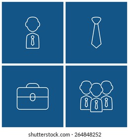 businessman thin line icon set