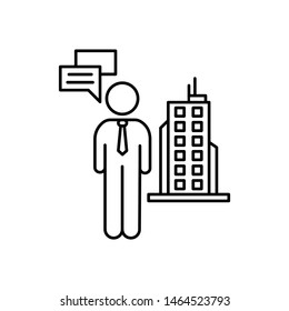 Businessman think and building icon. Element of business icon