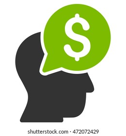 Businessman Think icon. Vector style is bicolor flat iconic symbol with rounded angles, eco green and gray colors, white background.