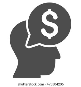 Businessman Think icon. Vector style is flat iconic symbol with rounded angles, gray color, white background.