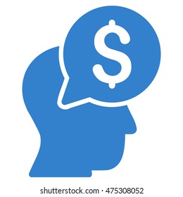 Businessman Think icon. Vector style is flat iconic symbol with rounded angles, cobalt color, white background.