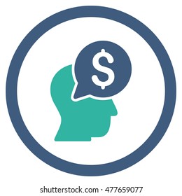 Businessman Think rounded icon. Vector illustration style is flat iconic bicolor symbol, cobalt and cyan colors, white background.