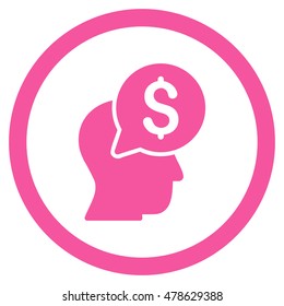 Businessman Think rounded icon. Vector illustration style is flat iconic symbol, pink color, white background.