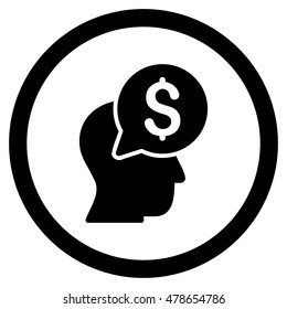 Businessman Think rounded icon. Vector illustration style is flat iconic symbol, black color, white background.