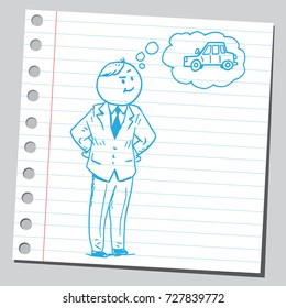 Businessman thinking about a car