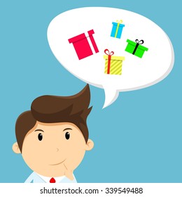 Businessman thinking about christmas gift