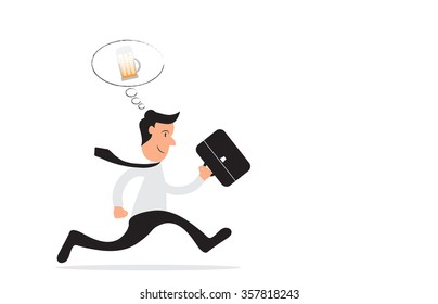 Businessman thinking  about free time. Vector illustration