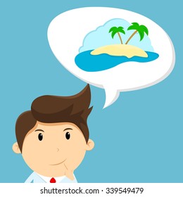 Businessman thinking about holiday