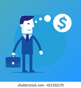 Businessman thinking about money vector eps 10