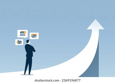 Businessman is thinking about possibility of successful career growth. Business vector illustration