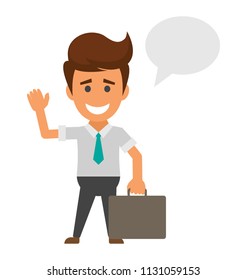 
Businessman is thinking about something with thinking bubble 
