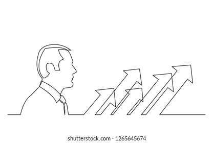 businessman thinking about team effort strategy - continuous line drawing