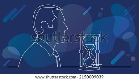 businessman thinking about timing - continuous line drawing