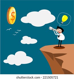 Businessman with Thinking big , vector