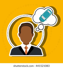 businessman thinking car design, vector illustration eps10 graphic 