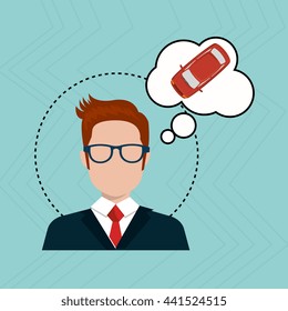 businessman thinking car design, vector illustration eps10 graphic 