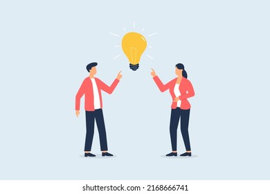 Businessman is thinking and coming up with a brilliant idea, idea concept with light bulb shining brightly. Vector illustration